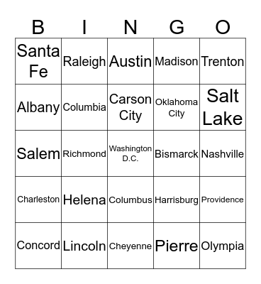 US Bingo Card