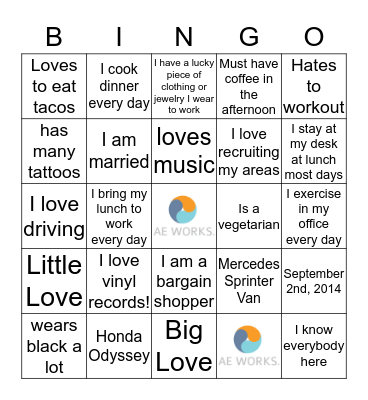 Eric Good 5 Year Bingo Card