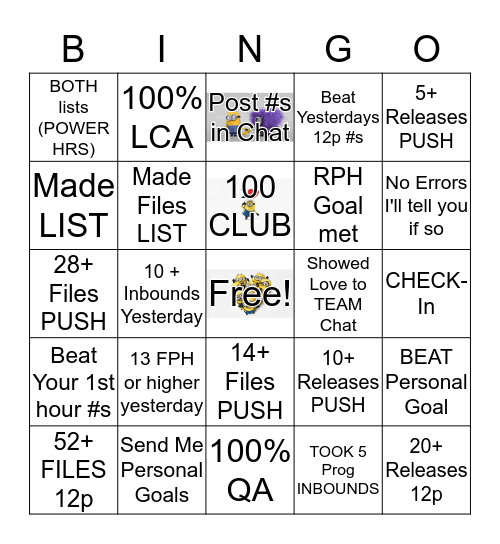 HALF POINT Bingo Card
