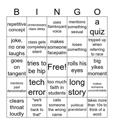 Dr. Brown Bingo Card