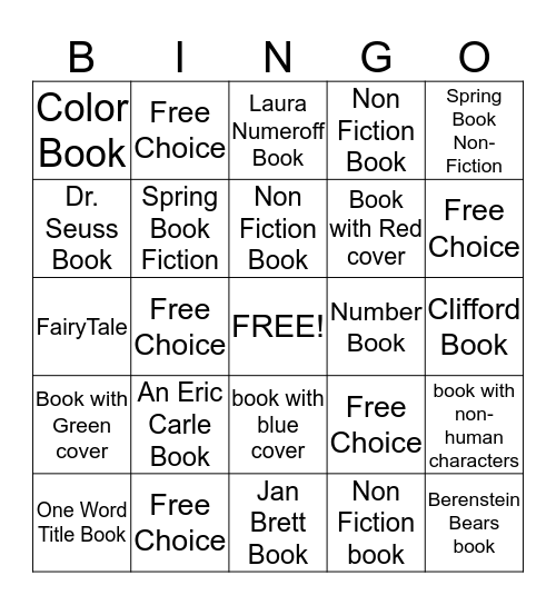 Reading Challenge Bingo K-2 Bingo Card