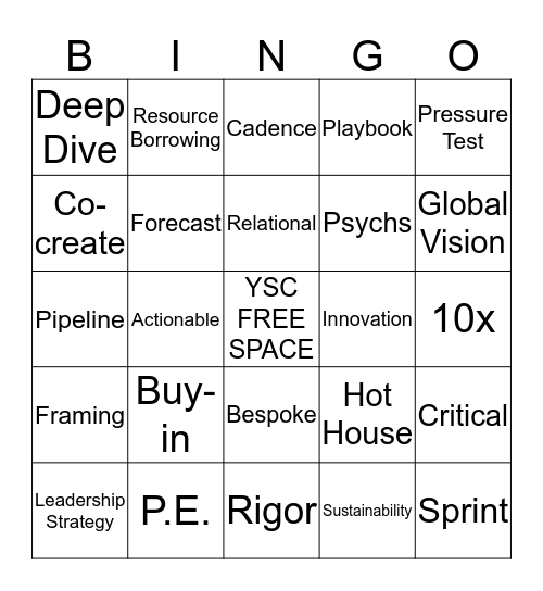 YSC Bingo - US Edition Bingo Card