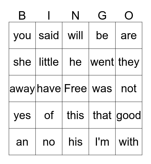 Sight Word Bingo (List B) Bingo Card