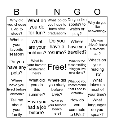 Networking BINGO Card