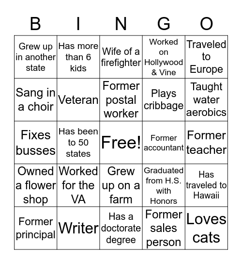 Connections Bingo Card