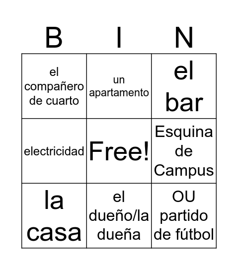 Su vivenda y Norman Bingo Card