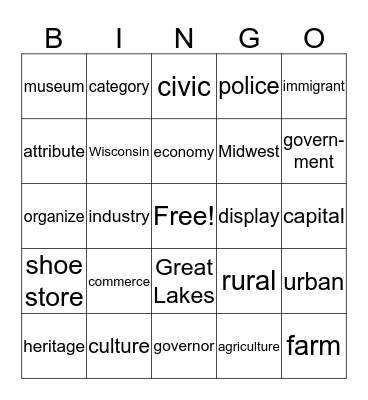 Wisconsin  Bingo Card