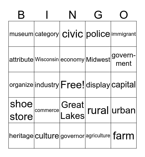 Wisconsin  Bingo Card
