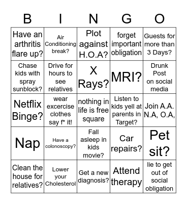 Human Bingo for Grown Ups Bingo Card