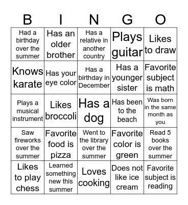 Find Someone Who Bingo Card