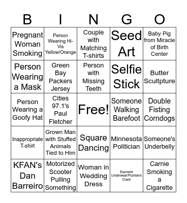 Minnesota State Fair Bingo Card