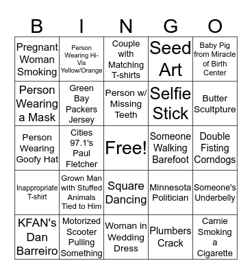 Minnesota State Fair Bingo Card