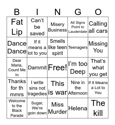 Sadboyz Bingo Card