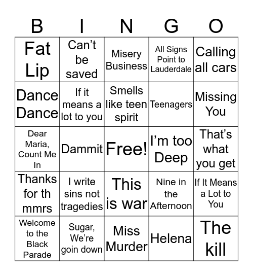 Sadboyz Bingo Card