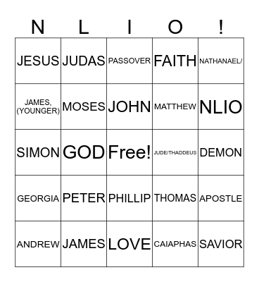 AUGUST: JESUS THE SON OF GOD Bingo Card