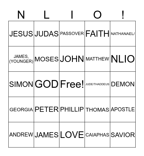 AUGUST: JESUS THE SON OF GOD Bingo Card