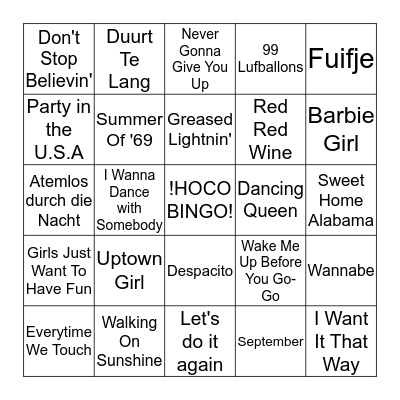 SWINGOOO! Bingo Card