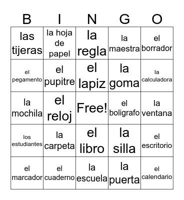 Que hay en la mochila Bingo Card