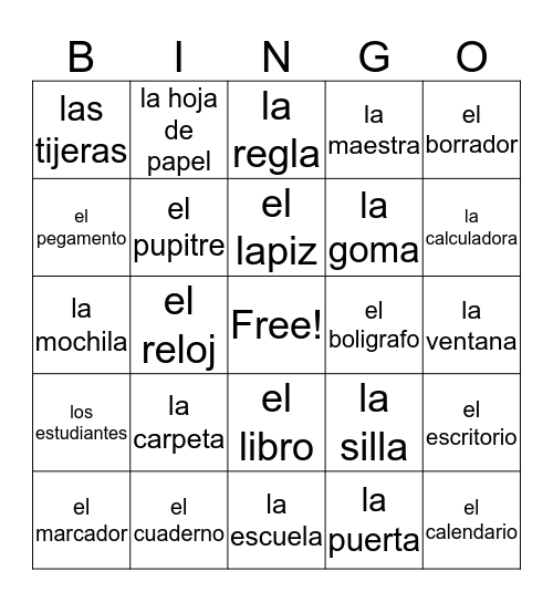 Que hay en la mochila Bingo Card