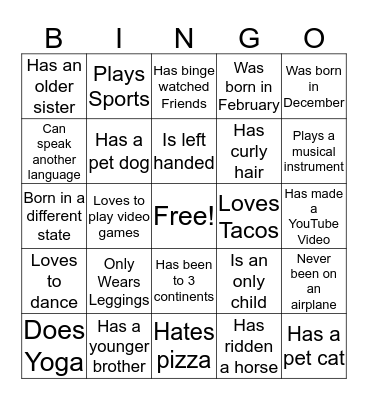 Human Bingo Card