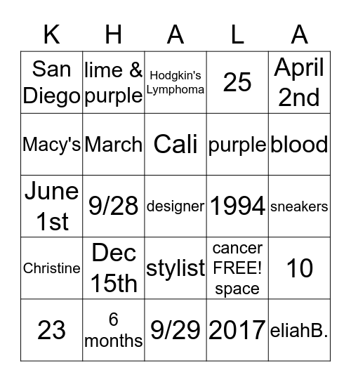 Bingo Card