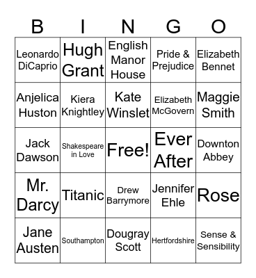 Kate's Bridal Shower Bingo Card