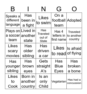 Get to Know You Bingo Card