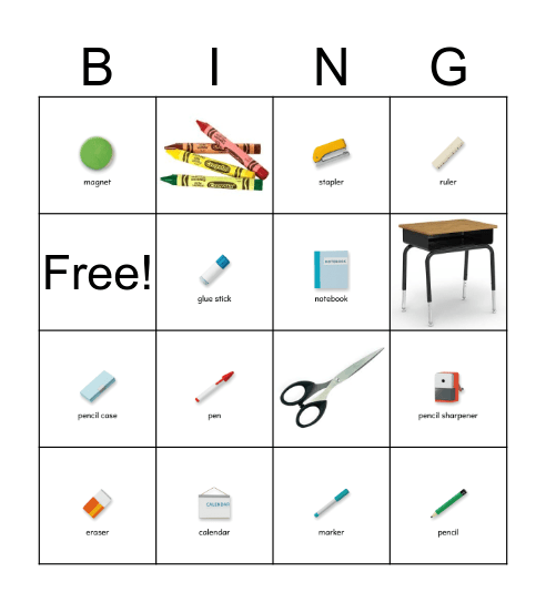 Stationery Bingo Card