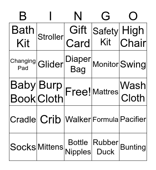 Baby Bingo Card