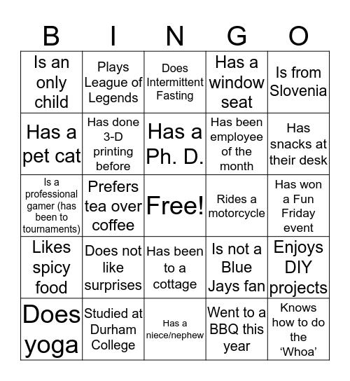 BINGO Sheet #3 Bingo Card