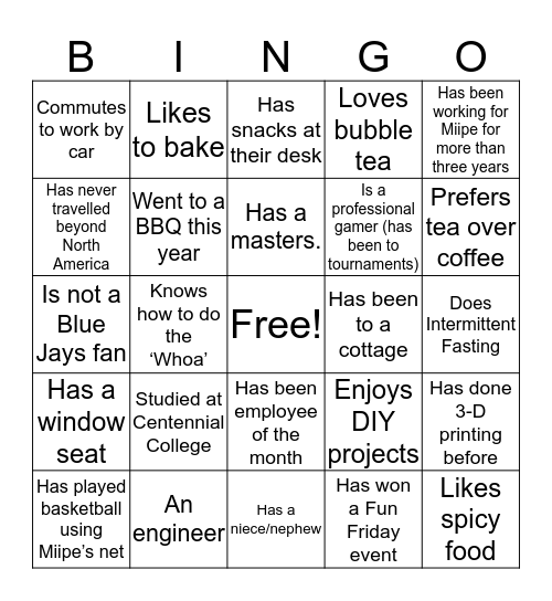 BINGO Sheet #4 Bingo Card