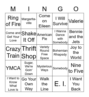 Variety Round Bingo Card