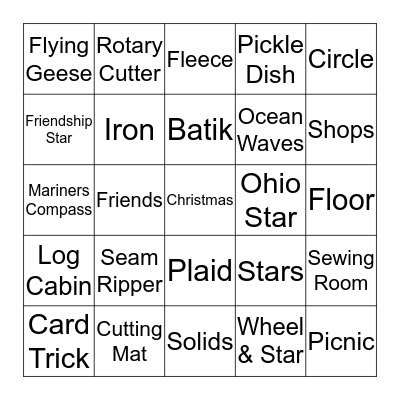 QUILTO Bingo Card