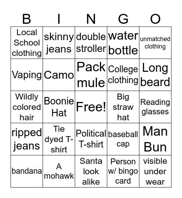 Gate Worker Bingo Card