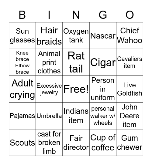 Gate Worker Bingo Card