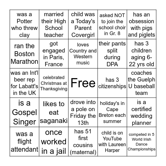 Faith Day 2012 d Bingo Card