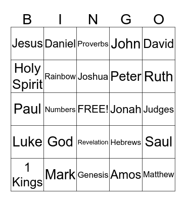 Bible Bingo Card