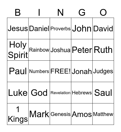 Bible Bingo Card