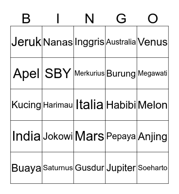 Emiyi Bingo Card