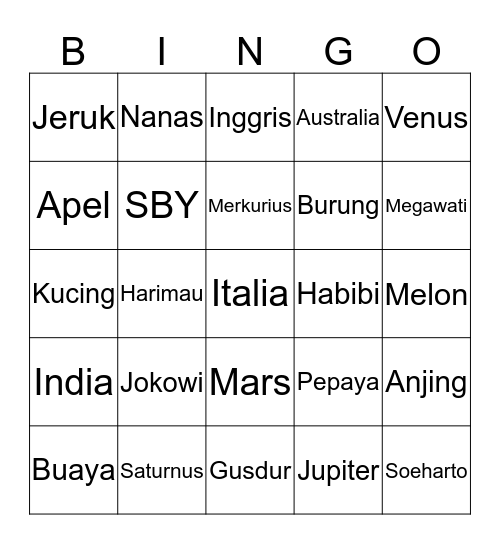 Emiyi Bingo Card