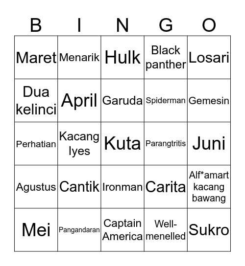 Bingo thenewhopes! Bingo Card