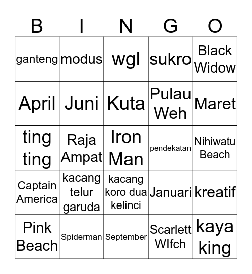 Bingonya Jaebeom Bingo Card