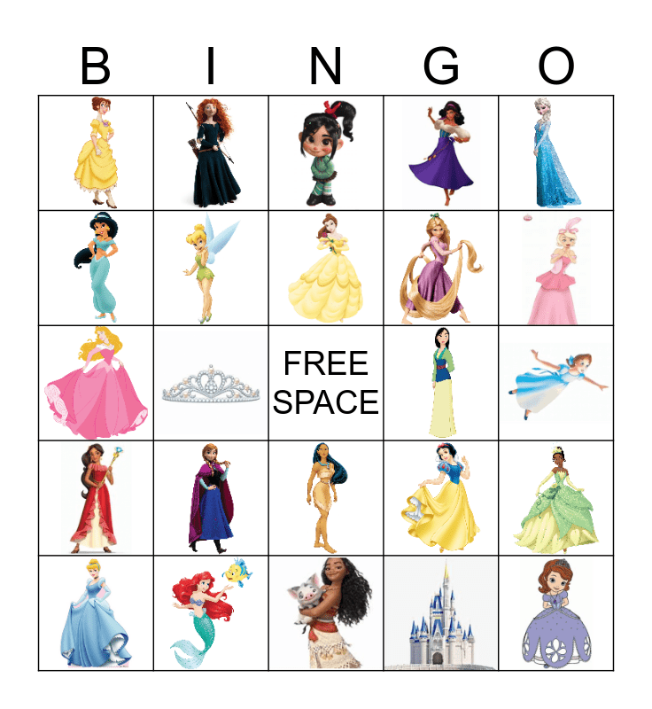 Disney Princess Bingo Card