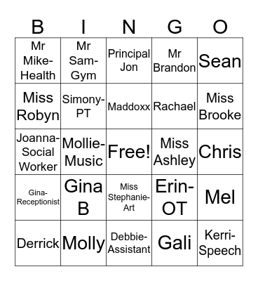 Back to School Bingo Card