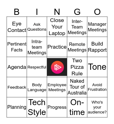 Communications: MEETINGS Bingo Card