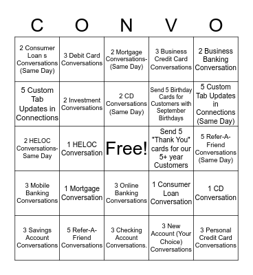 CONVO: Conversation Bingo! Bingo Card