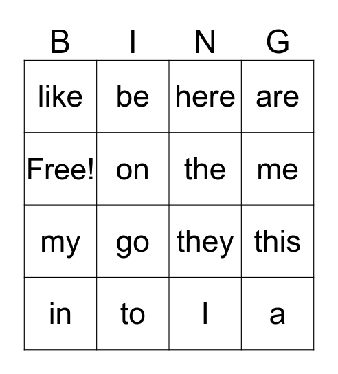 Green Power Word Lists 1-3 Bingo Card