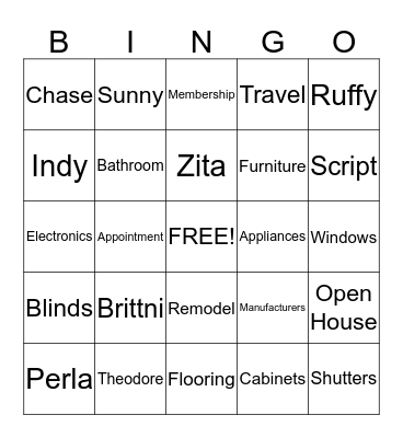 Phone Room Bingo Card