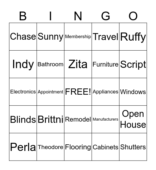 Phone Room Bingo Card