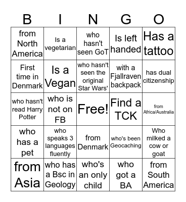Find Someone! Bingo Card